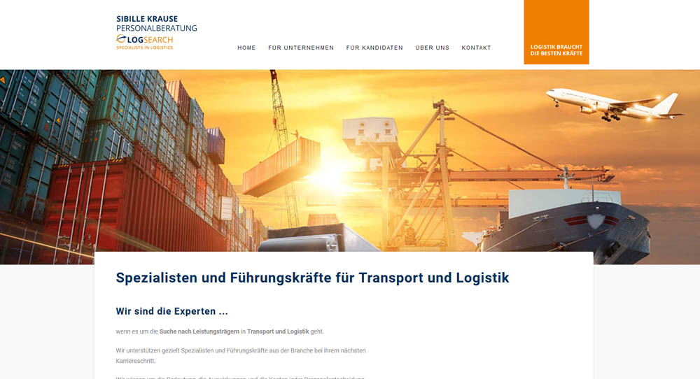 Webseite für Personalberatung im Bereich Logistik